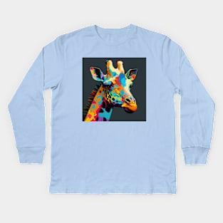 Pop Art Giraffe Kids Long Sleeve T-Shirt